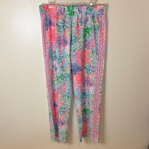 Lilly Pulitzer Tropical Print Pants in Pink and Blue